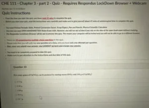 CHE 111 Chapter 3: part 2 Quiz