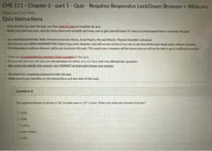 CHE 111 – Chapter 3 – part 1 - Quiz