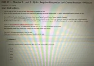 CHE 111 – Chapter 3 – part 1 - Quiz