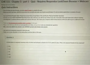 CHE 111 – Chapter 3 – part 1 - Quiz