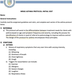 NR565 Week 6: Respiratory Protocol Assignment
