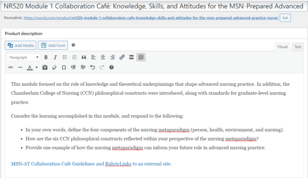 NR520 Module 1 Collaboration Café: Knowledge, Skills, and Attitudes for the MSN-Prepared Advanced Practice Nurse