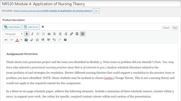 NR520 Module 4: Application of Nursing Theory