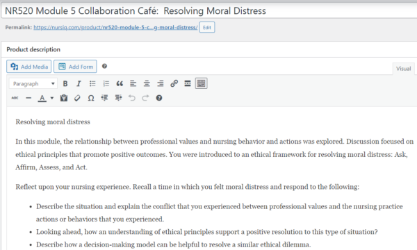 NR520 Module 5 Collaboration Café: Resolving Moral Distress