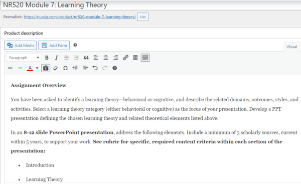 NR520 Module 7: Learning Theory