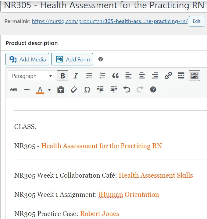 NR305 - Health Assessment for the Practicing RN