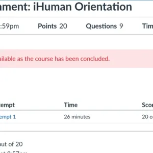 NR305 Week 1 Assignment: iHuman Orientation