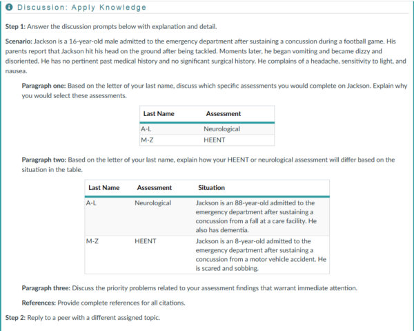 NR305 Week 3 Discussion: HEENT and Neurological Assessment