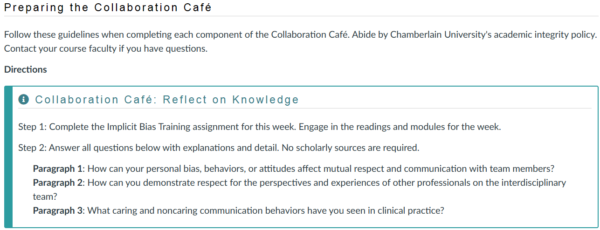 NR351 Week 3 Collaboration Café: Reflect on Knowledge