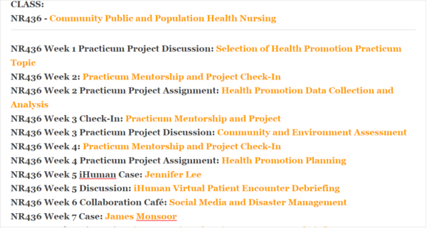 NR436 - Community Public and Population Health Nursing