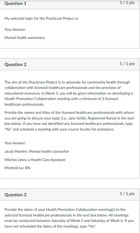 NR436 Week 4: Practicum Mentorship and Project Check-In