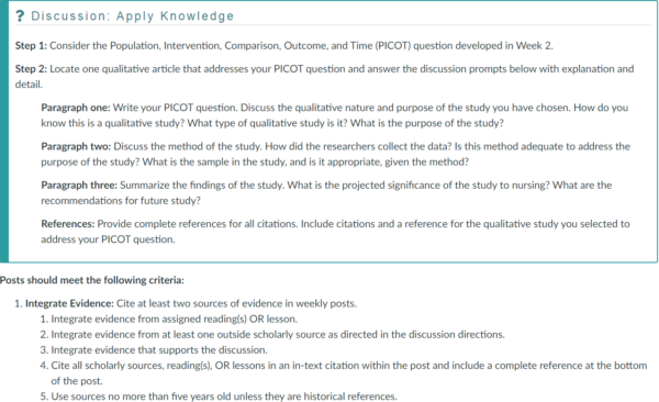 NR439 Week 3 Discussion: Qualitative Research