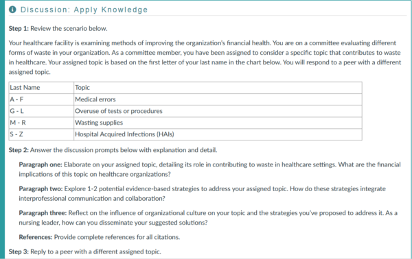 NR447 Week 5 Discussion Waste in Healthcare