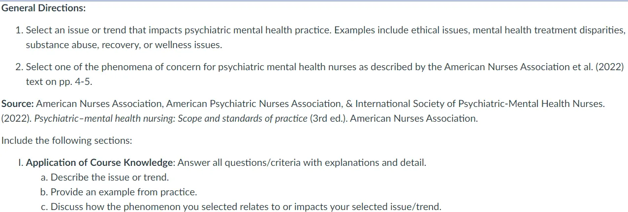 Issues and Trends in Psychiatric Mental Health Practice