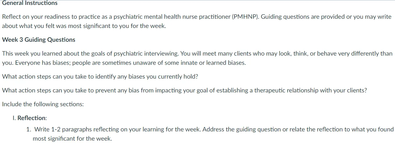 NR548 Week 3 Reflection on Learning