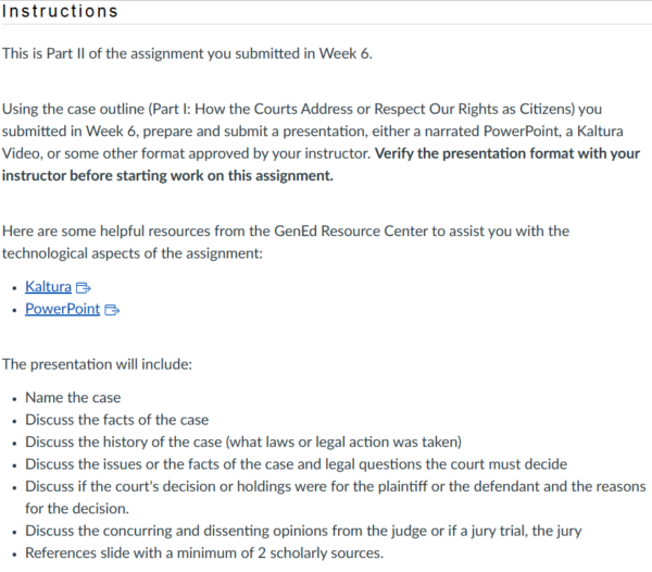 POLI330N Week 7: Part II | How the Courts Address or Respect Our Rights as Citizens - Presentation