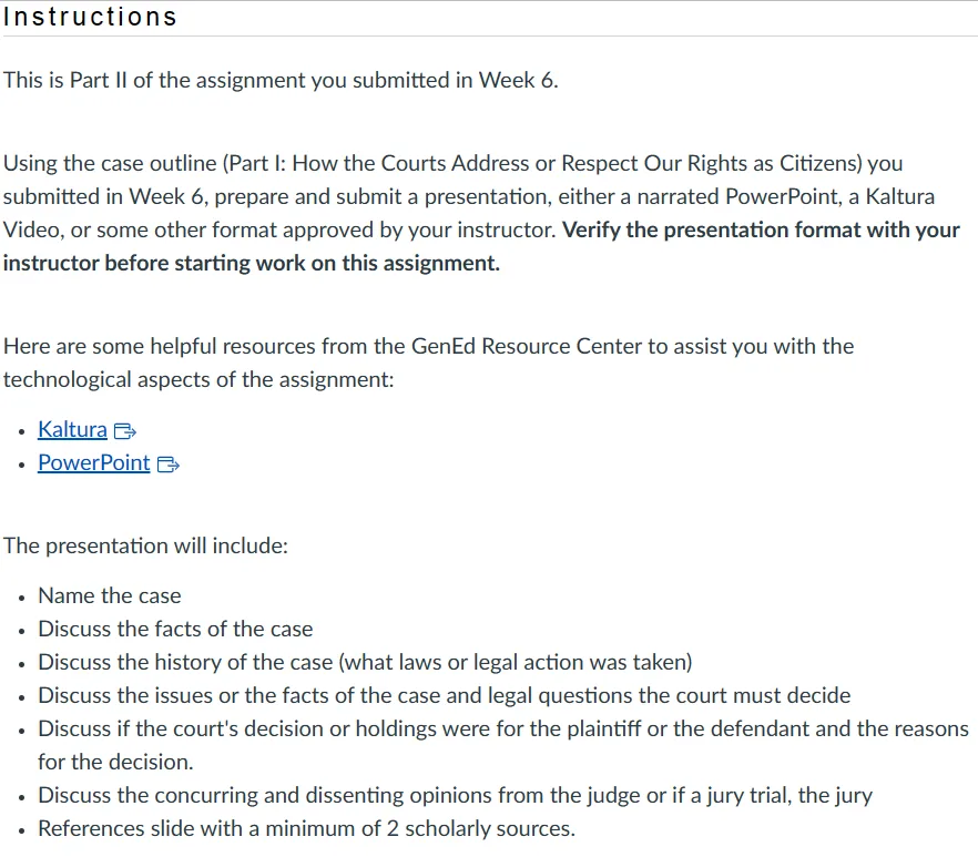 POLI330N Week 7: Part II | How the Courts Address or Respect Our Rights as Citizens - Presentation