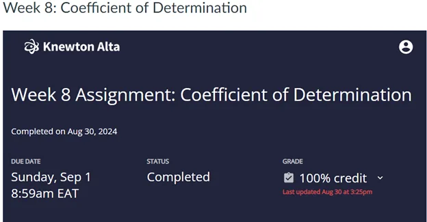 MATH225N Week 8: Coefficient of Determination
