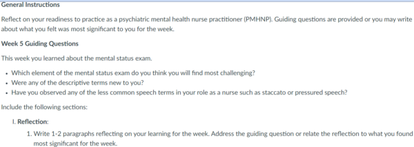 NR548 Week 5 Reflection on Learning