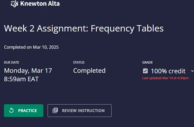MATH225N Week 2: Frequency Tables