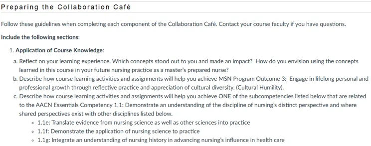 NR581NP Week 8 Collaboration Café Reflection on Learning