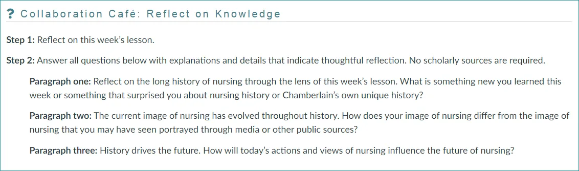 NR393 Week 1 Collaboration Café: Historical Influences on Nursing Today