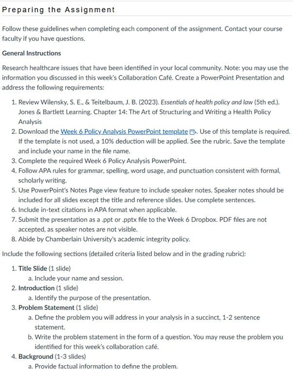 NR582NP Week 6: Policy Analysis