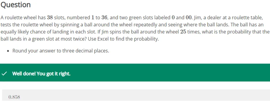 MATH225N Week 4: Distribution with Probability Rules - Excel