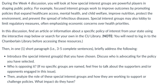 POLI330N Week 4 Discussion The Influence of Interest Groups Balancing Advocacy and State Regulation