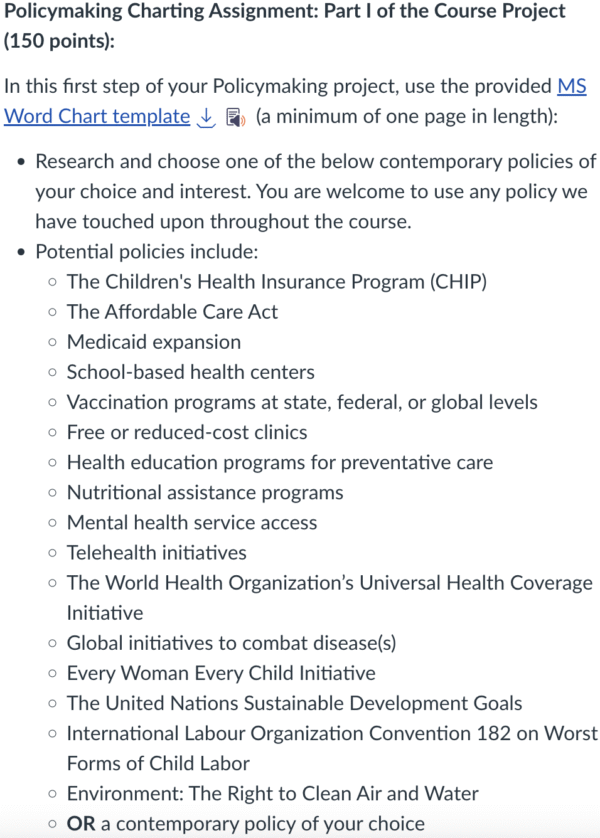 POLI330N Week 5: Policymaking Charting Assignment - Part I