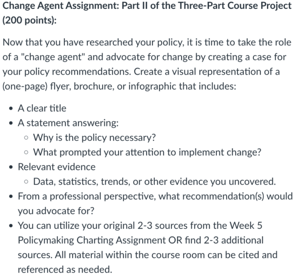 POLI330N Week 6: Change Agent Assignment - Part II