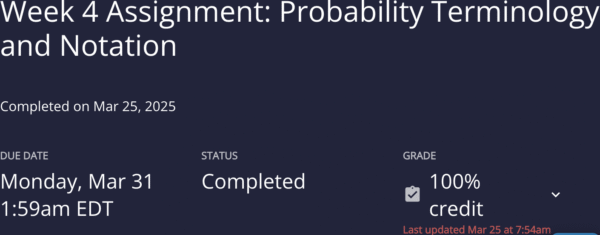 MATH225N Week 4 Probability Terminology and Notation
