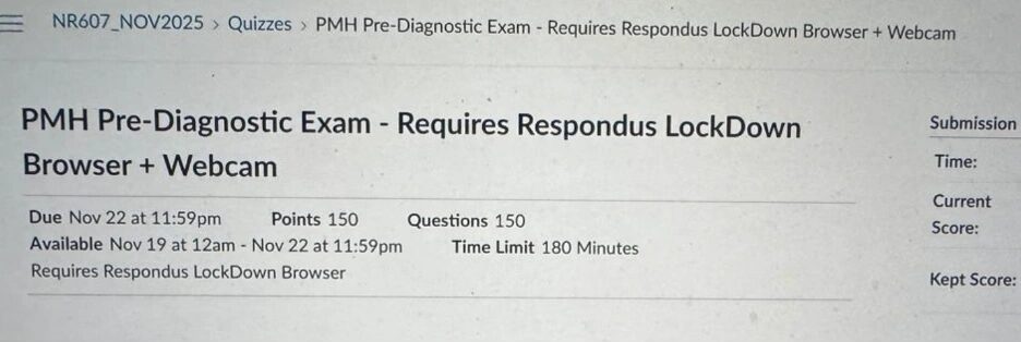 NR607 Week 4: PMH Pre-Diagnostic Exam