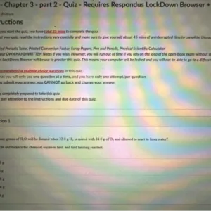 CHE 111 Chapter 3: part 2 Quiz