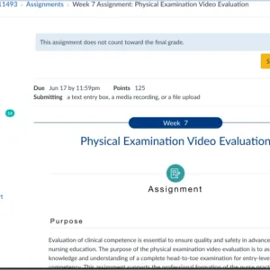NR509 Week 7 Assignment: Physical Examination Video Evaluation