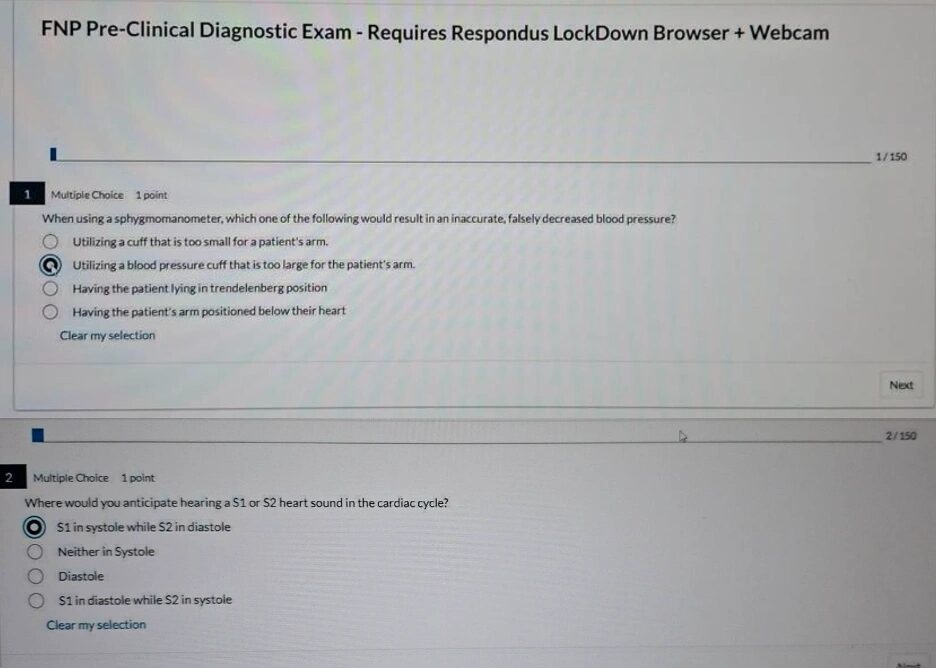 NR511 Week 2: FNP Pre-Clinical Diagnostic Exam