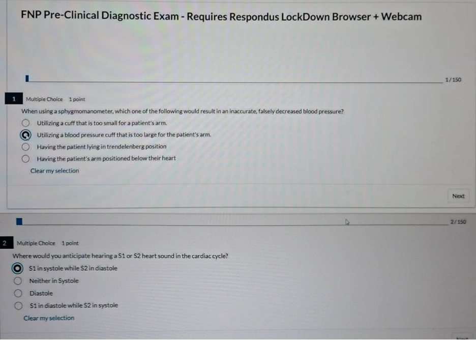 NR511 Week 2: FNP Pre-Clinical Diagnostic Exam