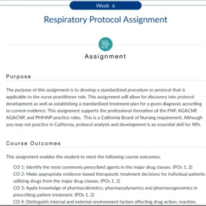 NR565 Week 6: Respiratory Protocol Assignment