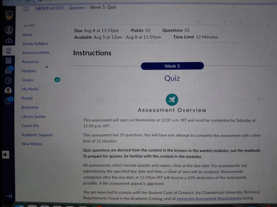 NR509 Week 5: Quiz